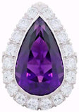 Art Deco Vintage Estate Platinum Pear Amethyst 2.00ct G VS Diamond Halo Ring