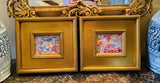 KADLIC Abstract Impasto PAIR Original Oil Painting Gold Gilt Frame Fine Art
