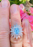 Vintage Ring-dant Platinum 4ct Aquamarine G VS Diamond Ballerina Ring Pendant