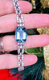 Vintage Mid Century Platinum VS 4ct Diamond Topaz Bracelet