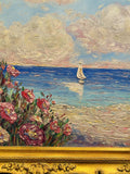 KADLIC Impressionist Wildflowers Floral Original Oil Painting Gold Gilt Frame