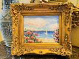 KADLIC Original Oil Painting Impressionist Seascape Impasto Gold Gilt 15" Frame