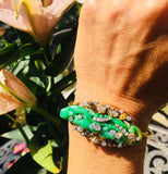 STUNNING Peter Lindeman Handmade 18k Gold Jade Diamond Bangle Bracelet