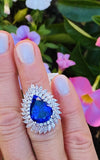 Vintage Ring-dant Platinum 11ct Pear Tanzanite VS Diamond Ballerina Ring Pendant