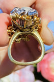 Vintage La Triomphe 18k Gold Baroque Pearl G VS Diamond Citrine Ring