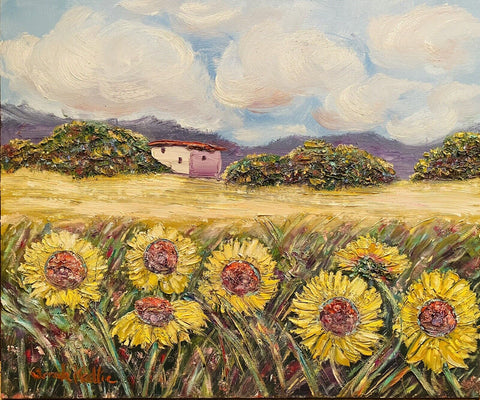 KADLIC French Provence Sunflowers Impasto Original Oil Painting On Canvas 24x20”