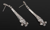 Vintage Art Deco Estate Platinum 4.50ct Pave Diamond Dangle Pendant Earrings