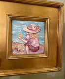KADLIC Abstract ImpastoSeascape Original Oil Painting Gold Gilt Frame 12x12" Art