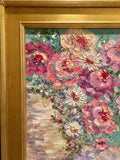 KADLIC Abstract Floral Still Life Impasto Original Oil Painting Gold Frame