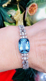 Vintage Mid Century Platinum VS 4ct Diamond Topaz Bracelet