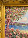 KADLIC Impressionist Wildflowers Floral Original Oil Painting Gold Gilt Frame