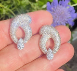 Vintage Estate Platinum 14k Gold 4.90ct VS Pave Diamond Drop Pendant Earring Cli