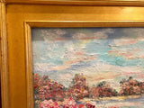 KADLIC Abstract Sunset Seascape Impasto Original Oil Painting Gold Frame 24