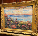 KADLIC Abstract Sunset Seascape Impasto Original Oil Painting Gold Frame 24