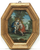 Antique 18th Century Baby Jesus St. John Baptist Reverse Oil Original Painting