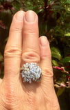 Vintage Midcentury 18k Gold 4ct Diamond Cluster Cocktail Ring
