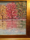 24x18" Abstract Trees Landscape KADLIC Original Oil Painting Art Gilt Frame