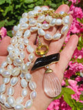 Rare Andrew Clunn 18k Gold Signed Triple Strand Cultured Pearl Necklace