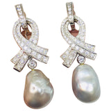 Marlene Stowe 2.62 ct Diamond Day/Night Drop Dangle Baroque Pearl Earrings $8500