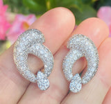 Vintage Estate Platinum 14k Gold 4.90ct VS Pave Diamond Drop Pendant Earring Cli
