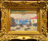 KADLIC Original Oil Painting Abstract Seascape Impasto Gold Gilt 15" Frame