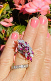 Vintage Midcentury 1950s Retro Platinum 4.50ct Ruby VS Diamond Ring