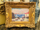 KADLIC Original Oil Painting Abstract Seascape Impasto Gold Gilt 15" Frame