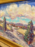 KADLIC Impasto Italian Landscape Art  Original Oil Painting 24” Gold Gilt Frame