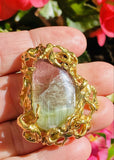 Vintage ARTHUR KING 18k Gold  Watermelon Pink Green Tourmaline Pendant Brooch