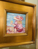 KADLIC Abstract ImpastoSeascape Original Oil Painting Gold Gilt Frame 12x12" Art