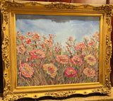 KADLIC Abstract Wildflowers Impasto Original Oil Painting Gilt Gold Frame 24