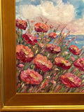 24x18” Mediterranean Seascape KADLIC Original Oil Painting Art Gold Frame