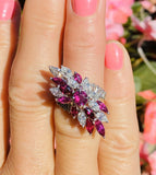 Vintage Midcentury 1950s Retro Platinum 4.50ct Ruby VS Diamond Ring