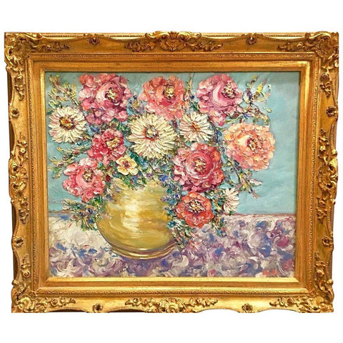 20x24 Vase Flowers Floral Still Life KADLIC Original Oil Painting Art Gilt Frame