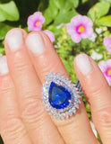 Vintage Ring-dant Platinum 11ct Pear Tanzanite VS Diamond Ballerina Ring Pendant