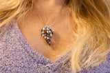 Art Deco Antique 5.00ct Sapphire Marquise Diamond 18K Brooch Pendant Necklace