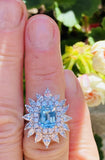 Vintage Ring-dant Platinum 4ct Aquamarine G VS Diamond Ballerina Ring Pendant