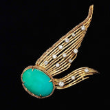 Stunning Tiffany & Co. 18k Gold Turquoise 0.92 ct Diamond Pin / Brooch / Pendant