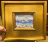 KADLIC Abstract Seascape Original Oil Painting Gold Gilt Frame Fine Art