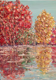 KADLIC Abstract Trees Autumn Landscape Impasto Original Oil Painting 24x20”