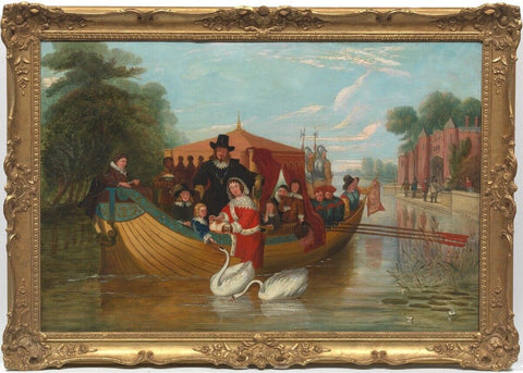 19th Century Original Oil Painting United Kingdom 1822 20x30" Gilt Frame