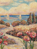 KADLIC Abstract Sunset Seascape Impasto Original Oil Painting 24” Large Art