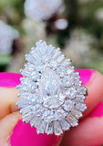 Stunning RING-DANT Platinum 4.00ct VS Diamond Ballerina Baguette Ring
