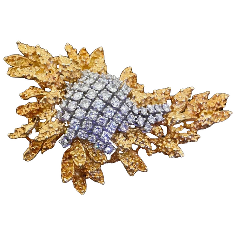 Vintage Estate Platinum 3.59ct G VS Brilliant Cut Diamond Brooch/Pin/Pendant