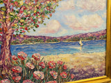 KADLIC Impressionist Wildflowers Floral Original Oil Painting Gold Gilt Frame
