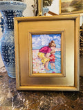 KADLIC Original Oil Painting Impressionist Beach Mother Child Boy Gold Frame