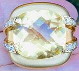 Vintage Marlene Stowe 18k Gold 45ct Lemon Citrine VS Diamond Pendant Brooch