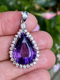 Vintage Estate 14k Gold Diamond Amethyst Necklace Pendant