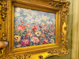 KADLIC Original Oil Painting Floral Landscape Impasto Gold Gilt 15" Frame