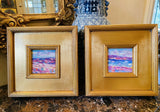 KADLIC PAIR Of Abstract Impasto Original Oil Paintings Gold Gilt Frame Fine Art